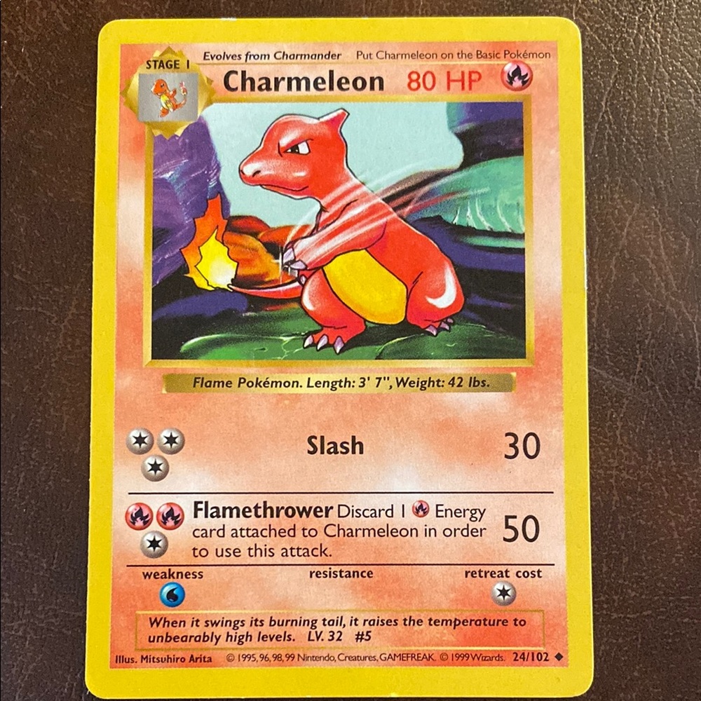 Pokémon TCG Charmeleon Base Set 24/102 Regular Shadowless Uncommon